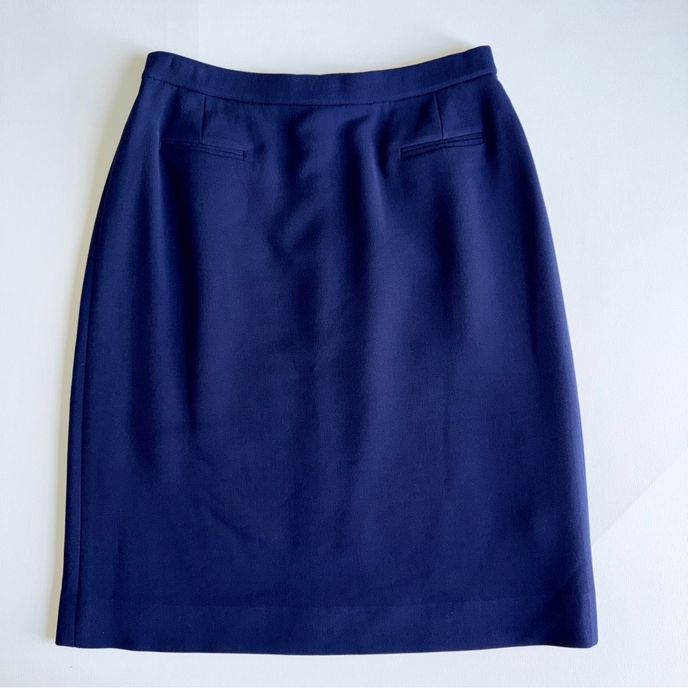 Vintage Black Label Donna Karan Navy Blue Pencil Skirt Women Sz 10 Quiet Luxury